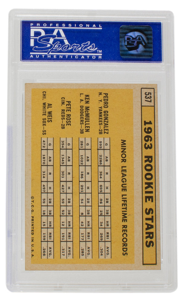 1963 Topps #537 Rookie Stars Pete Rose Al Weis RC PSA 4 Graded Baseball  Card MLB