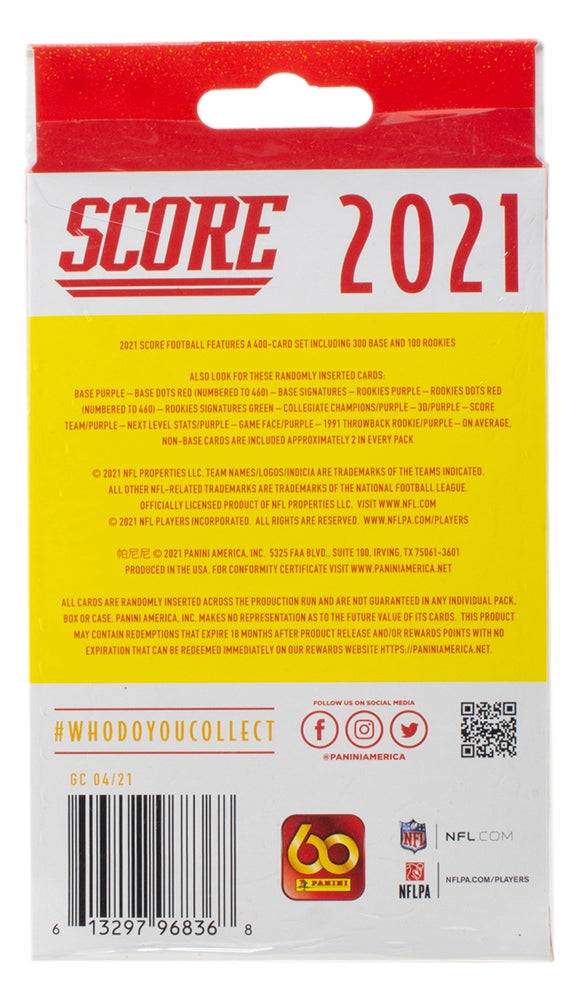 2021 Panini Score NFL Football HANGER box (60 Cards/Box)