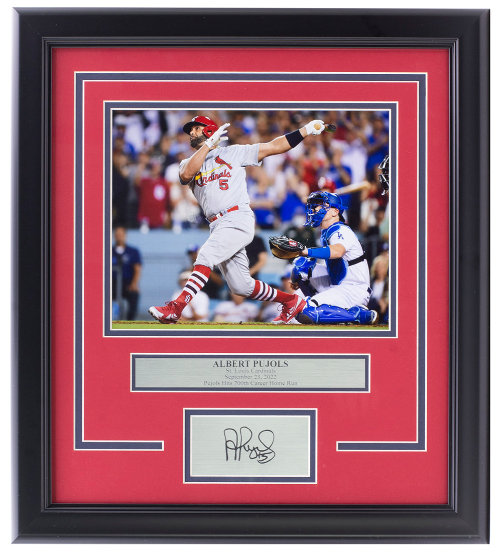 FRAMED Autographed ALBERT PUJOLS 33x42 Los Angeles White Jersey Becket –  Super Sports Center