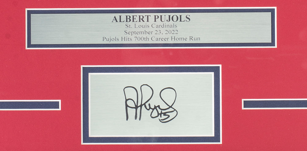 Albert Pujols in Action St. Louis Cardinals 8 x 10 Framed Baseball Photo  with Engraved Autograph