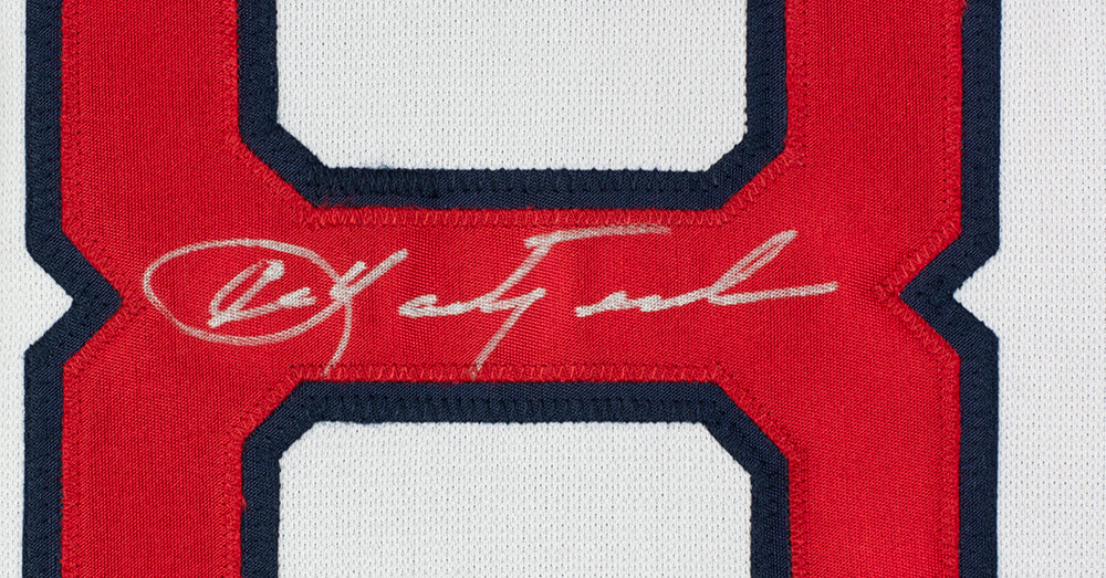 Ronald Acuna Jr Signed Framed Custom Red Pro-Style Baseball Jersey BAS Itp