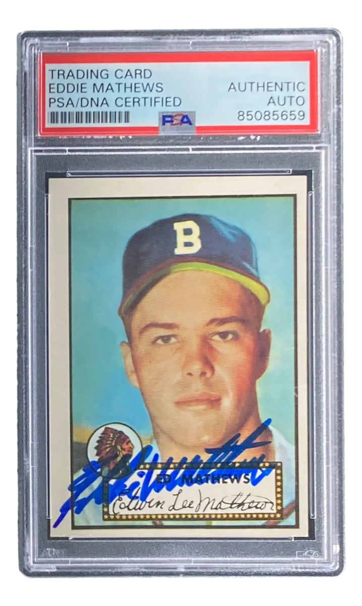 Eddie Mathews Signed Reprint 1952 Topps #407 Braves Trading Card PSA/DNA