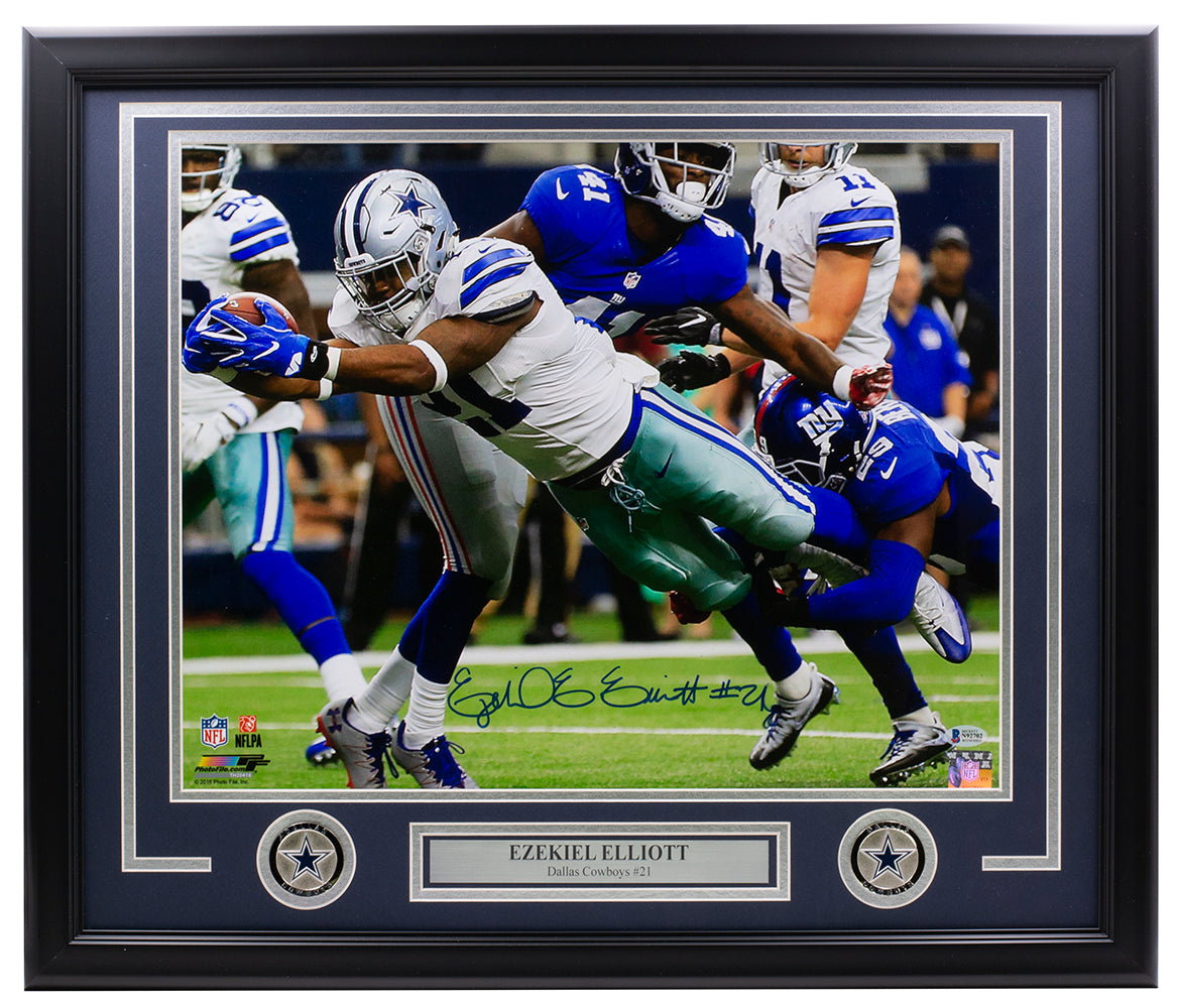 Ezekiel Elliott Autographed and Framed Dallas Cowboys Jersey