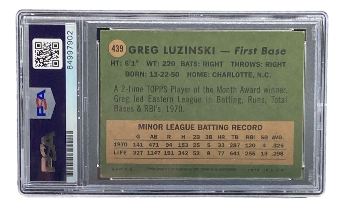 1971 Topps #439 Greg Luzinski Phillies 394 Slabbed Signed Card BAS Beckett