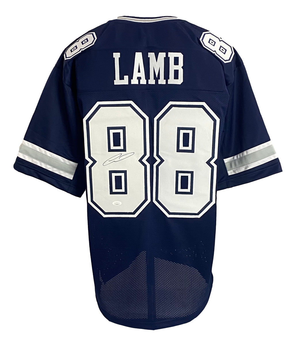 CeeDee Lamb Signed Custom Blue Pro Style Football Jersey JSA Itp