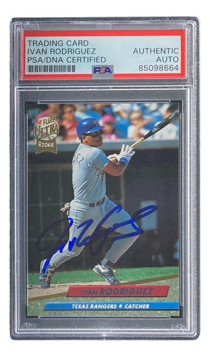 Ivan Rodriguez Signed 1992 Topps #415 Texas Rangers Rookie Card PSA/DNA