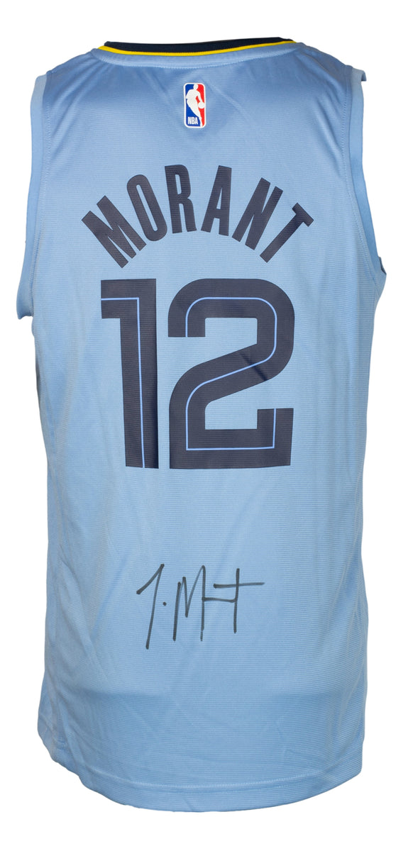 Sports Integrity Ja Morant Signed in Black Custom Navy Blue Pro-Style Basketball Jersey BAS