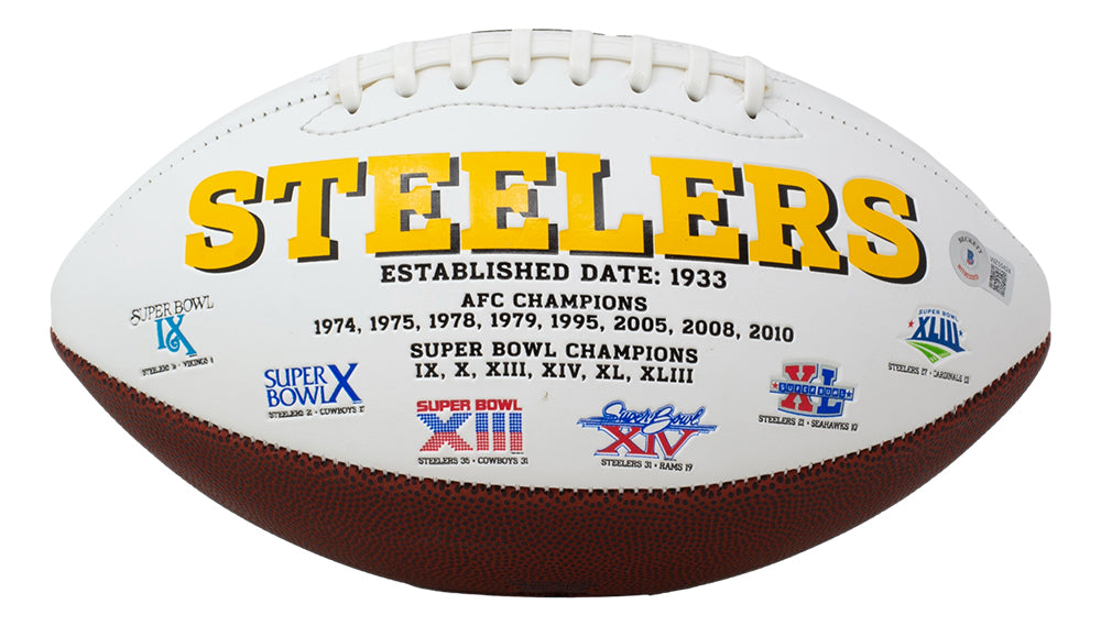 Jack Ham Signed Pittsburgh Steelers White Logo Football BAS Itp