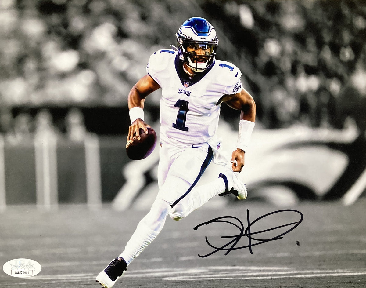 Jalen Hurts Signed 16x20 Eagles Black Jersey Spotlight Photo JSA ITP –  Sports Integrity