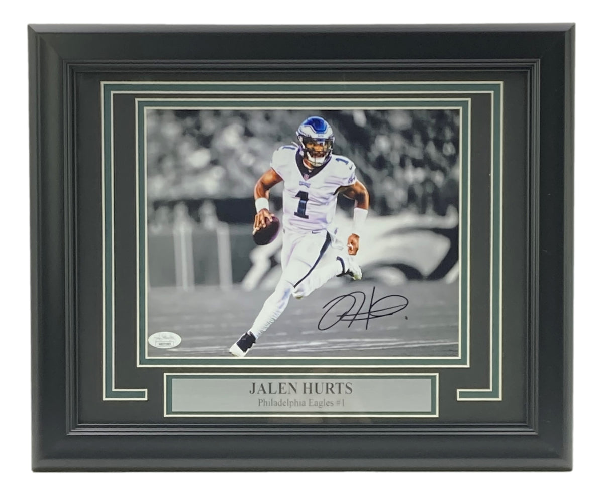 Jalen Hurts Authentic Signed Green Pro Style Framed Jersey Autographed JSA