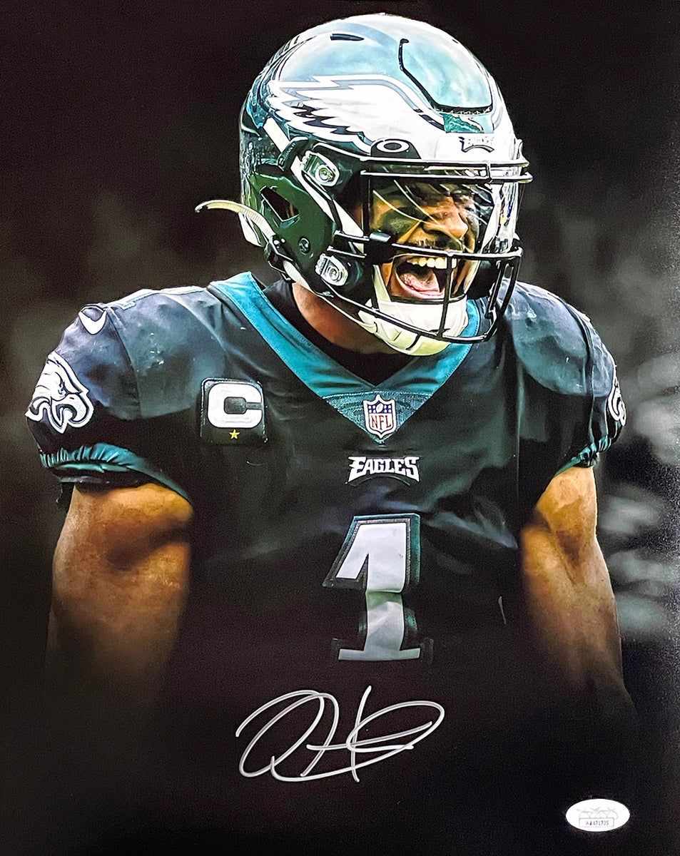 Jalen Hurts Signed Framed Philadelphia Eagles 11x14 Football Passing Photo  JSA