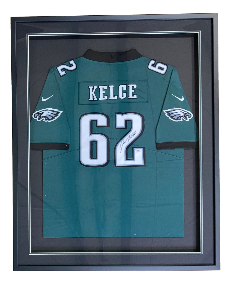 Jason Kelce Authentic Signed Green Pro Style Framed Jersey