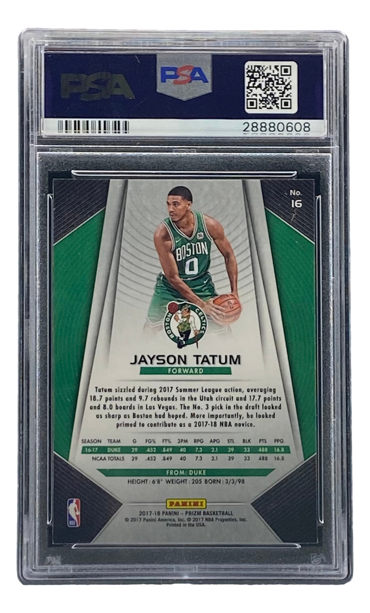 Jayson Tatum 2017 Panini Prizm #16 Boston Celtics Rookie Card PSA/DNA