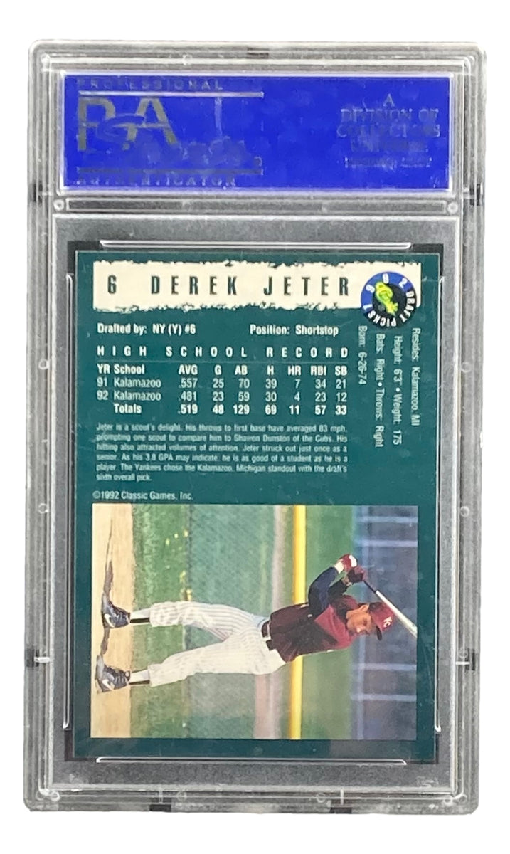 Derek Jeter Slabbed Yankees 1992 Classic Draft Picks #6 Rookie Card PS –  Sports Integrity