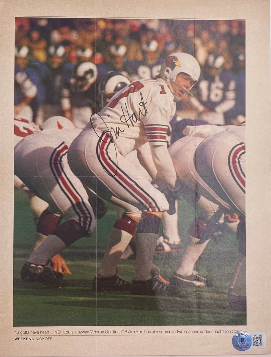 Jim Hart Autographed Arizona Cardinals 8x10 Photo - BAS COA (Red Jersey)