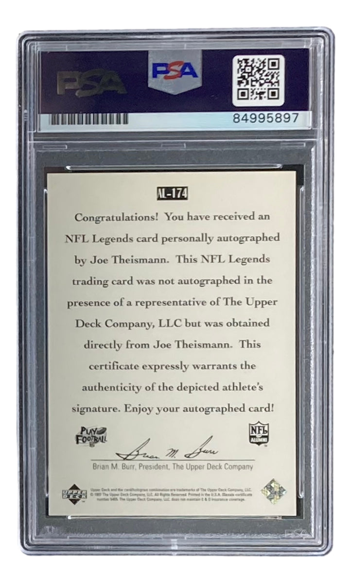 Joe Theismann Signed 1997 Upper Deck #AL-174 Trading Card PSA/DNA Gem MT 10