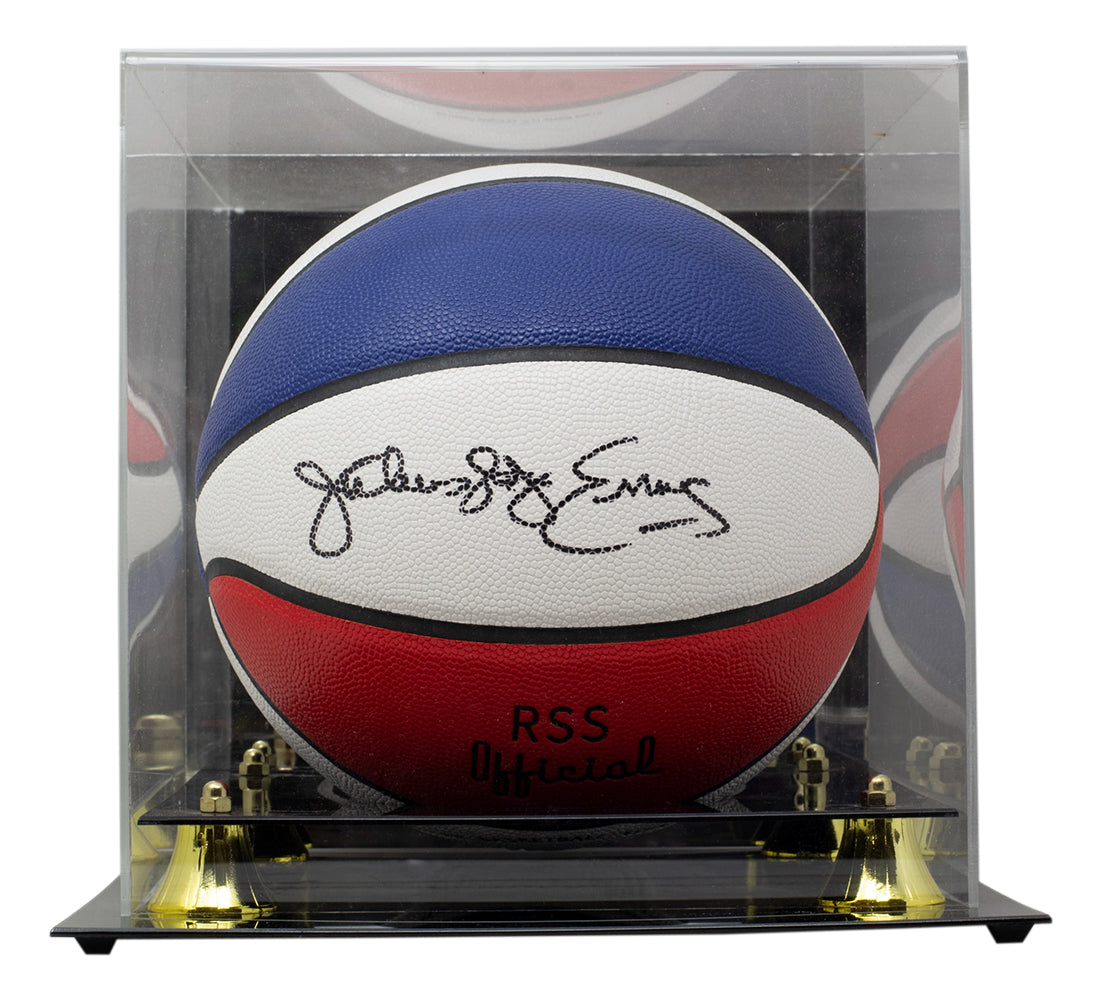 Julius Erving Autographed and Framed White 76ers Jersey