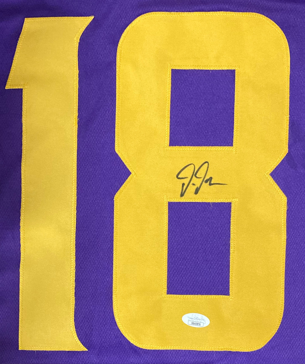 Sports Integrity Justin Jefferson Signed Framed Custom Alternate Purple Cut Football Jersey JSA