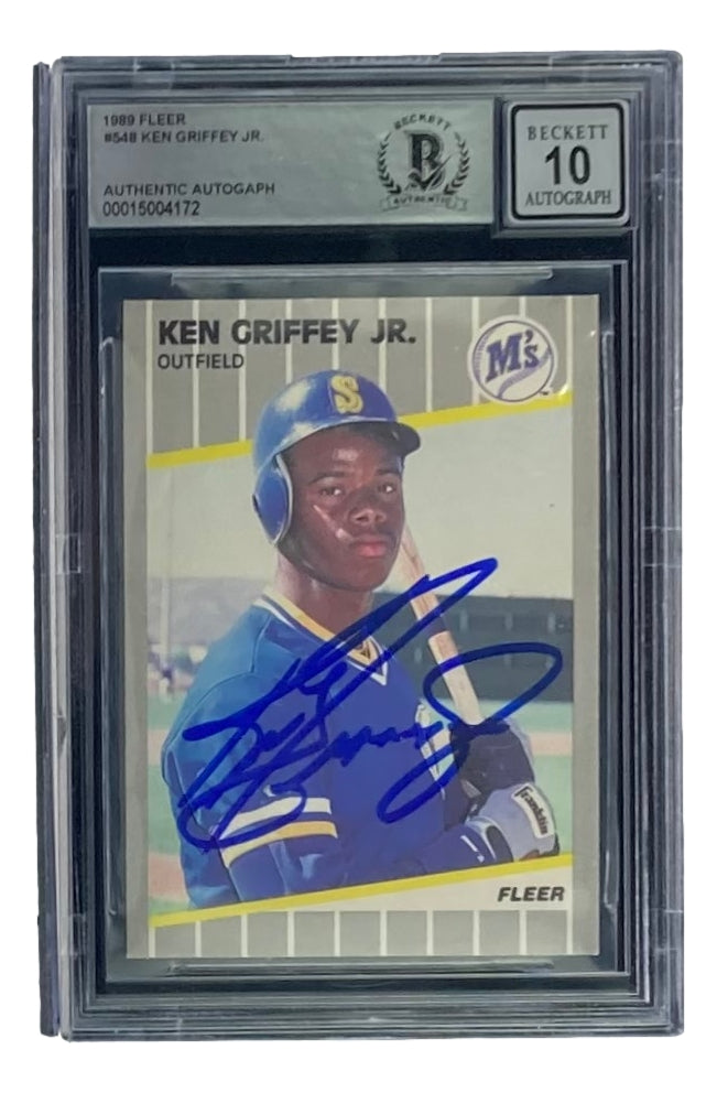 Ken Griffey Jr. Autographed Baseball Rookie Card 1989 Fleer # 548