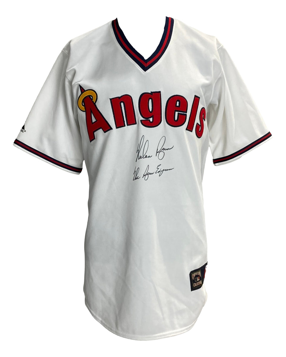 Nolan Ryan Autographed California Angels White Jersey- JSA Auth *Signed on  Front