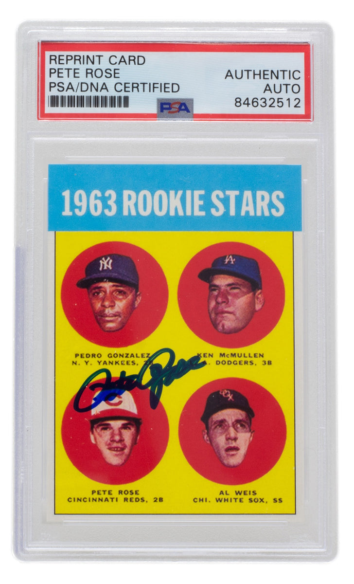 Autographed Cincinnati Reds Pete Rose 1963 Topps #537 PSA Authenticated 4  Rookie Card