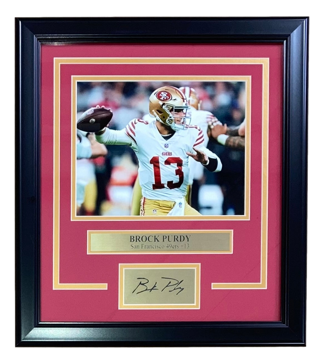 Framed Brock Purdy Facsimile Laser Engraved Signature Auto San Francisco  49ers 14x17 Football Photo : Everything Else 