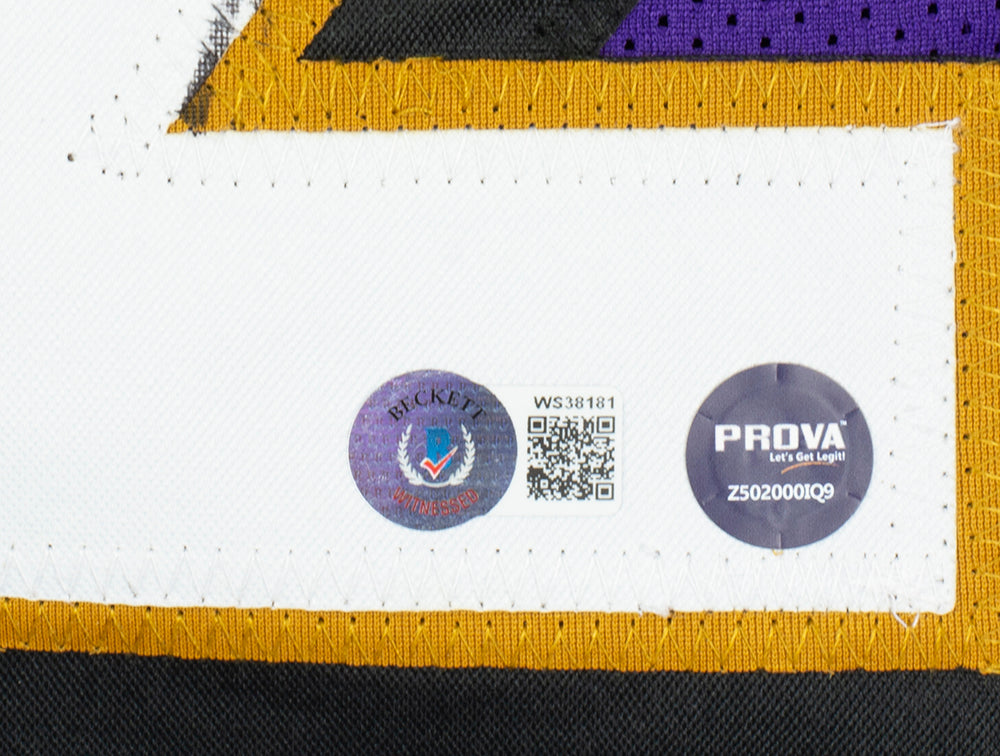 Ray Lewis Signed Custom White/Purple Pro-Style Football Jersey JSA Itp