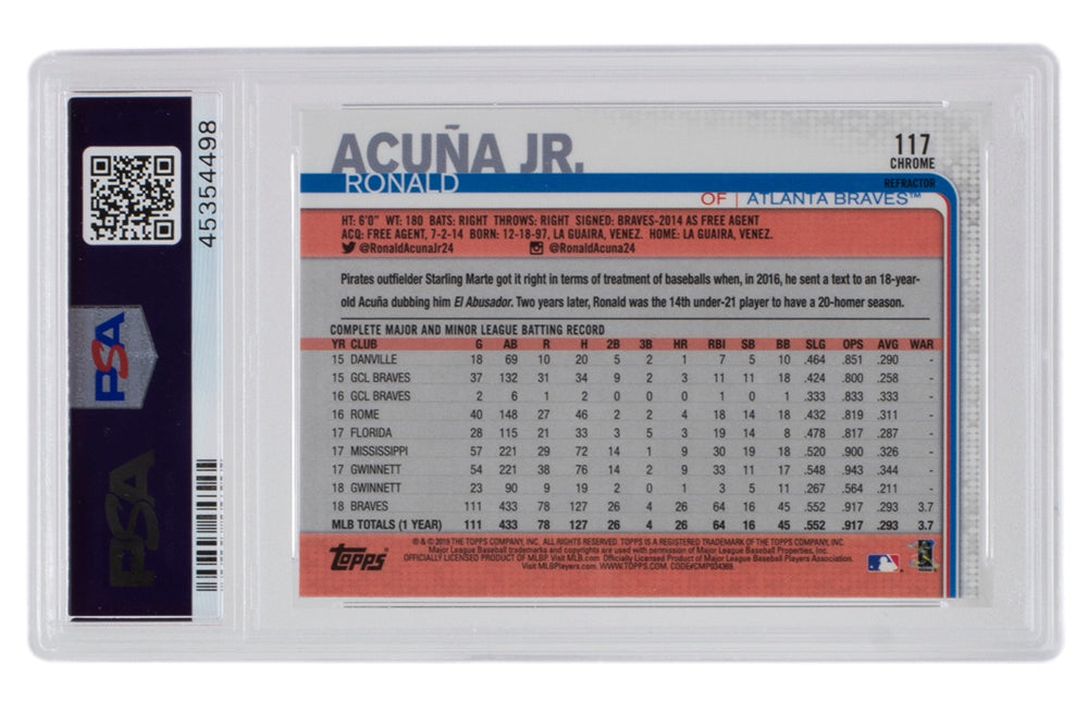 Ronald Acuna Jr 2019 Topps Baseball Collector Series Autograph Card PSA/DNA  10