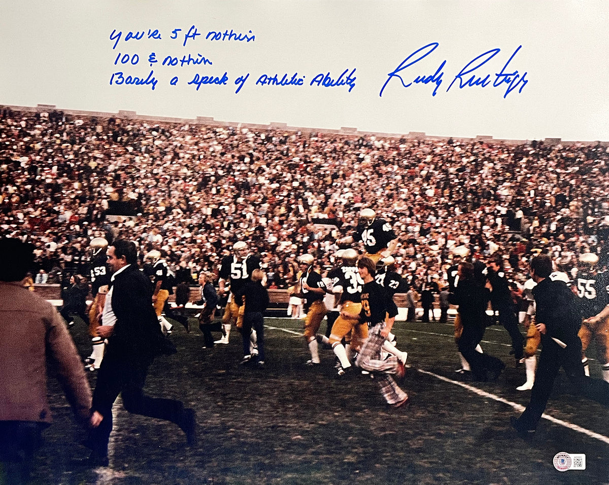 Rudy Ruettiger Autographed Notre Dame Mini-Helmet Inscribed Play