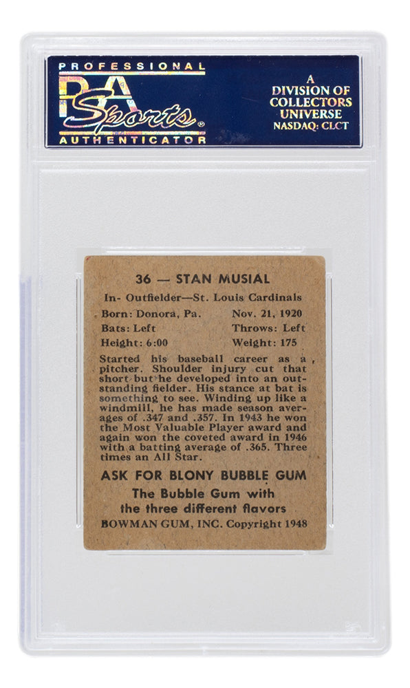 Graded Stan Musial 1948 36 Reprint Baseball Card 