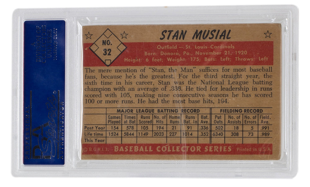 Stan Musial Autograph On Card with COA - Vintage Enterprise