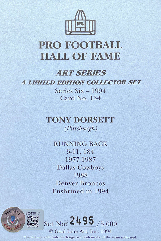 Tony Dorsett Autographed Dallas Cowboys Custom Jersey Inscribed HOF 94