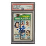 Guy LaFleur Signed 1976 Topps #5 Power Play Goals Leaders Hockey Card PSA/DNA - Sports Integrity