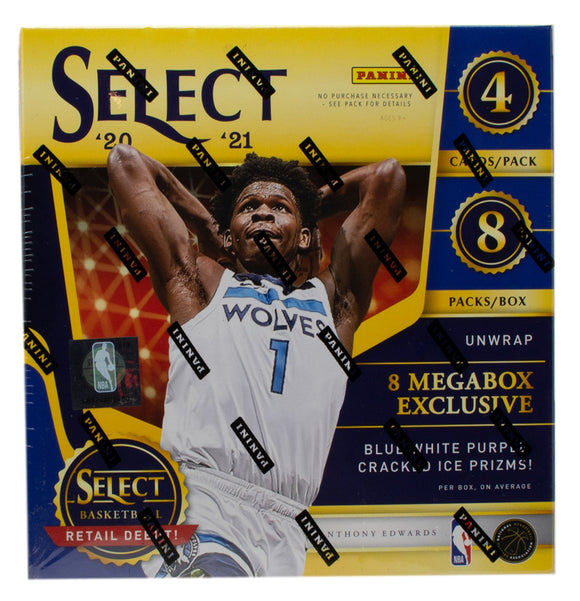 2020-21 Panini Select Basketball Mega Box (Blue/White/Purple Cracked Ice  Prizms)