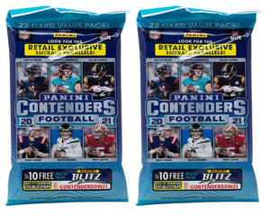 Lot of (2) 2021 Panini Contenders NFL Sealed Football Trading Card Hanger Packs - Sports Integrity