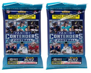 Lot of (2) 2021 Panini Contenders NFL Sealed Football Trading Card Hanger Packs