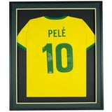 Pele Signed Framed Yellow Brazil Soccer Jersey BAS