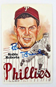 Robin Roberts Philadelphia Phillies Signed 1981 Authentic Perez - Steele Postcard - Sports Integrity