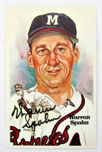 Warren Spahn Milwaukee Braves Autographed 1981 Authentic Perez - Steele Postcard - Sports Integrity