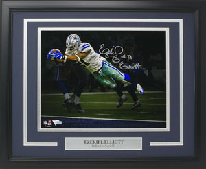 Ezekiel Elliott Signed Framed Dallas Cowboys 11x14 Dive Photo Fanatics