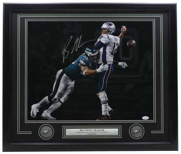 Brandon Graham Signed Framed 16x20 SB Strip Sack Spotlight Photo JSA - Sports Integrity