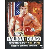 Dolph Lundgren Signed 16x20 Rocky IV Fight Poster Photo Drago Inscribed JSA ITP