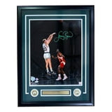 Larry Bird Signed Framed 16x20 Celtics vs Dominique Wilkins Photo Bird+JSA