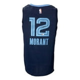 Ja Morant Signed Memphis Grizzlies Navy Blue Nike Swingman Jersey BAS