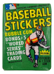 1980 Fleer MLB Baseball 5 Sticker Card Wax Pack - Sports Integrity