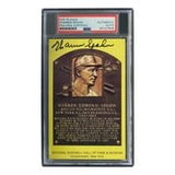 Warren Spahn Signed 4x6 Milwaukee Braves Hall Of Fame Plaque Card PSA/DNA 85027808 - Sports Integrity