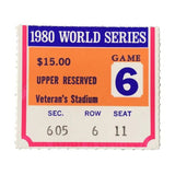 1980 World Series Game 6 Upper 600 Section Ticket Stub Phillies vs Royals - Sports Integrity