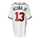 Ronald Acuna Jr. Signed In Black Braves White Nike Baseball Jersey 18 ROY JSA