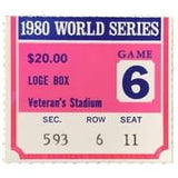 1980 World Series Game 6 Loge Box Ticket Stub Phillies vs Royals - Sports Integrity