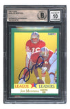 Joe Montana Signed 1991 Fleer #408 San Francisco 49ers Trading Card BAS Auto 10